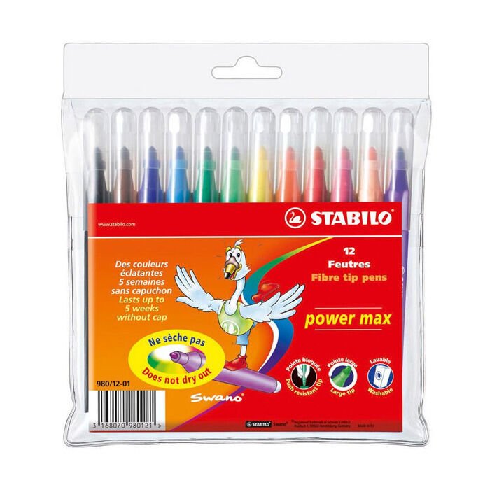 Stabilo Power Max Kalın Uçlu Keçeli Kalem 12 Li