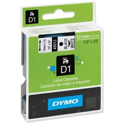 Dymo D1 Yedek Şerit 12 Mm x 7 Mt Beyaz Siyah