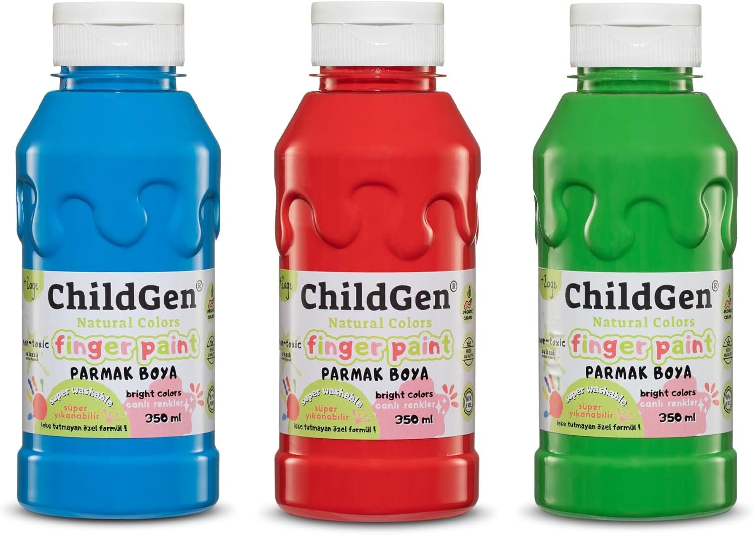 Gen Oyuncak Parmak Boya 3 Lü 350 Ml Mavi Yeşil Kırmızı