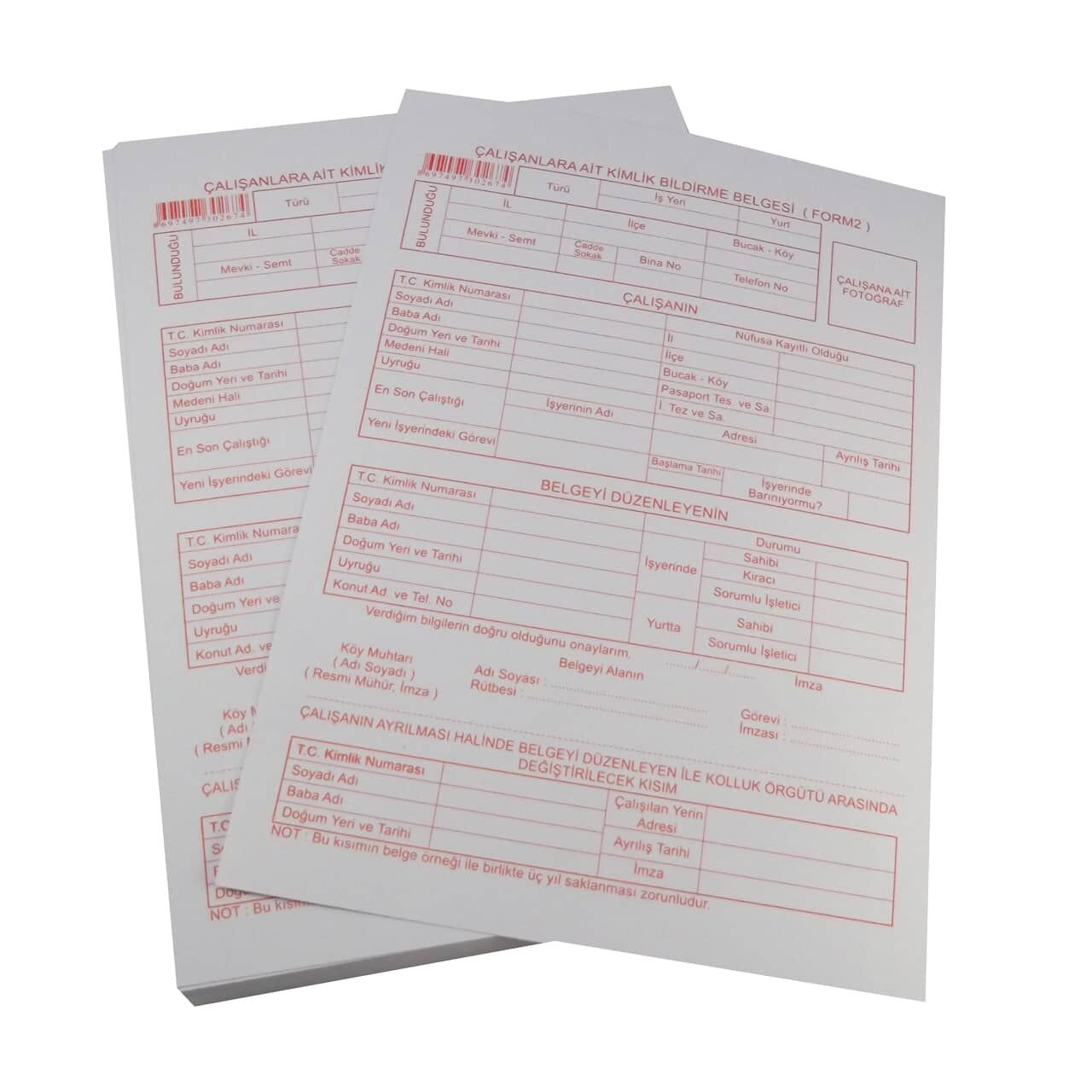 Özkan Form 2 ( Çalışanlara Ait Kimlik Belgesi )
