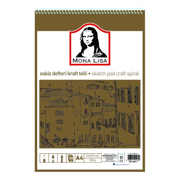 Südor Eskiz Defteri Kraft Telli A4 120 Gr 50 Yaprak