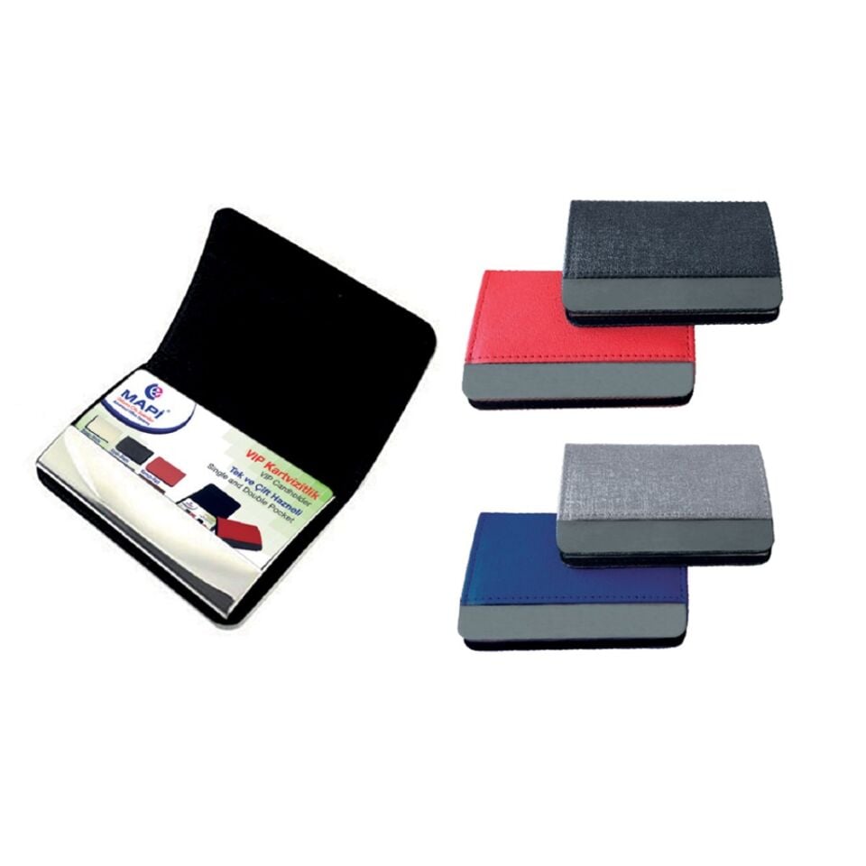 Mapi Metal Şeritli Suni Deri Kartvizitlik Siyah