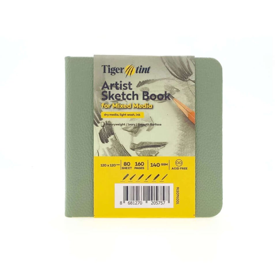 Güven Art Tigertint Eskiz Defteri Sert Kapak 140 Gr 12x12 Cm 80 Yaprak Mint Yeşili 100140516