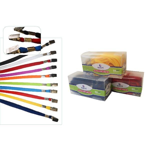 Mapi Klipsli-Polyester Dokunma Kart Askı İpi Beyaz 50 Adet