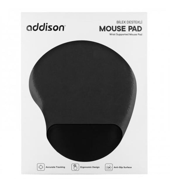 Addison 300521 Bileklik Destekli Siyah Mouse Pad