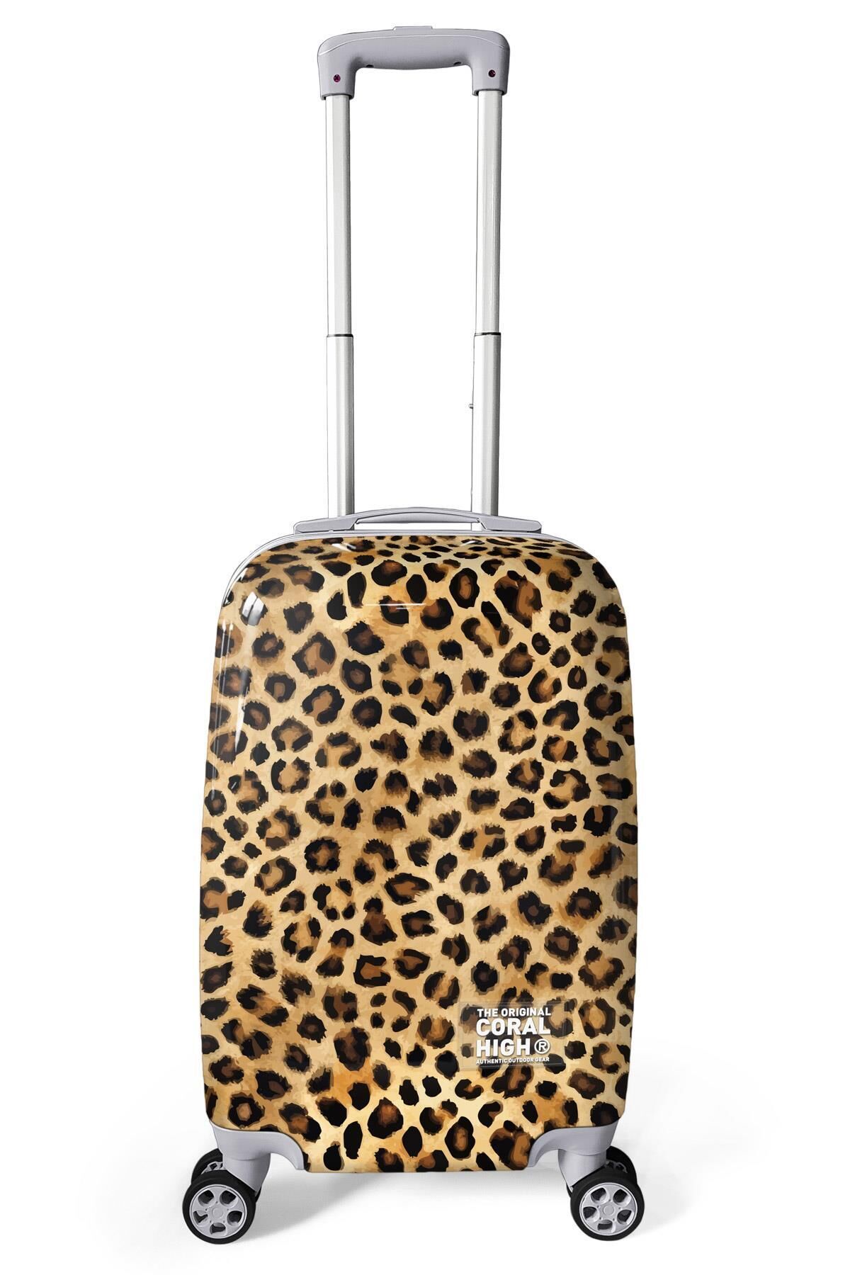 Yaygan Coral High Leopar Desenli Valiz NO1 Set 16843