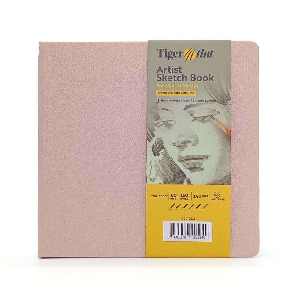 Güven Art Tigertint Eskiz Defteri Sert Kapak 140 Gr 20x20 Cm 80 Yaprak Pudra Pembe