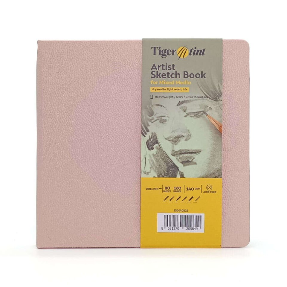 Güven Art Tigertint Eskiz Defteri Sert Kapak 140 Gr 20x20 Cm 80 Yaprak Pudra Pembe