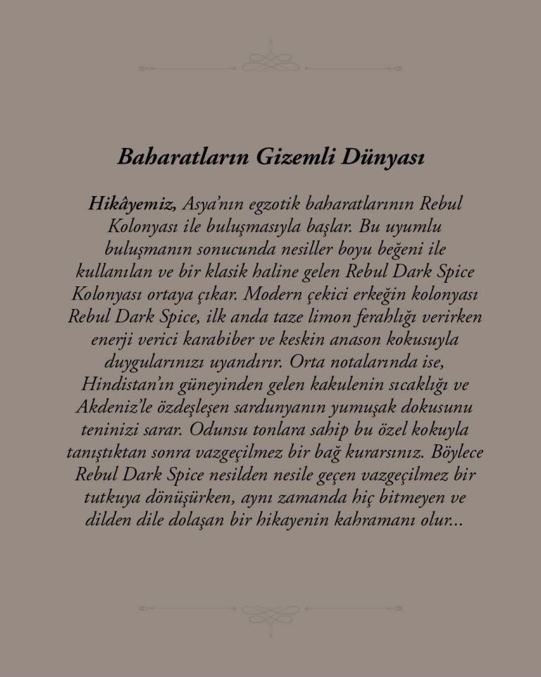 Rebul Kolonya 250 Ml Dark Spice