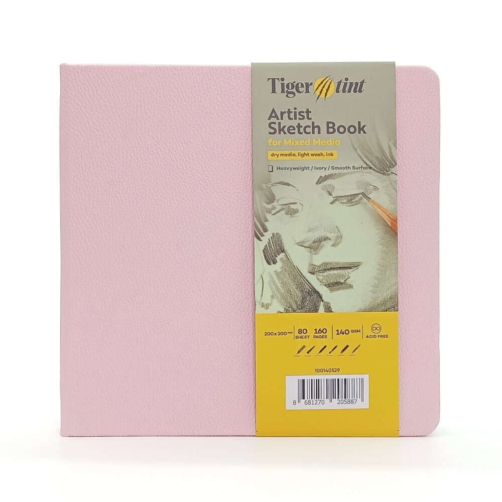 Güven Art Tigertint Eskiz Defteri Sert Kapak 140 Gr 20x20 Cm 80 Yaprak Şeker Pembe