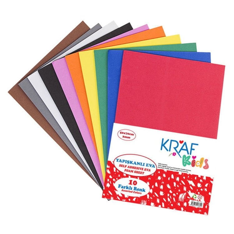 Kraf Kids Eva 50x70 2 Mm Yapışkanlı Renk 10 Lu Kk35