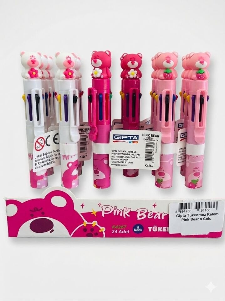 Gıpta Tükenmez Kalem Pink Bear 8 Color