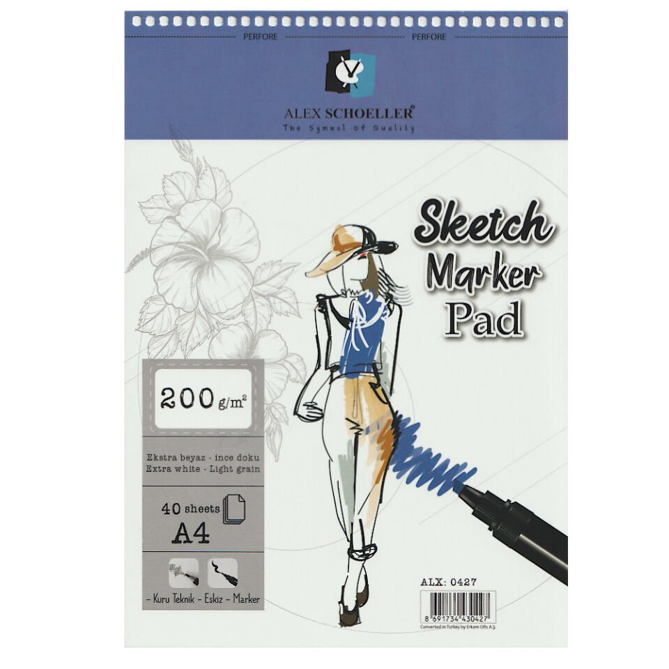 Alex Spiralli Sketch Marker Pad A4 200 Gr 40 Lı Alx-0427