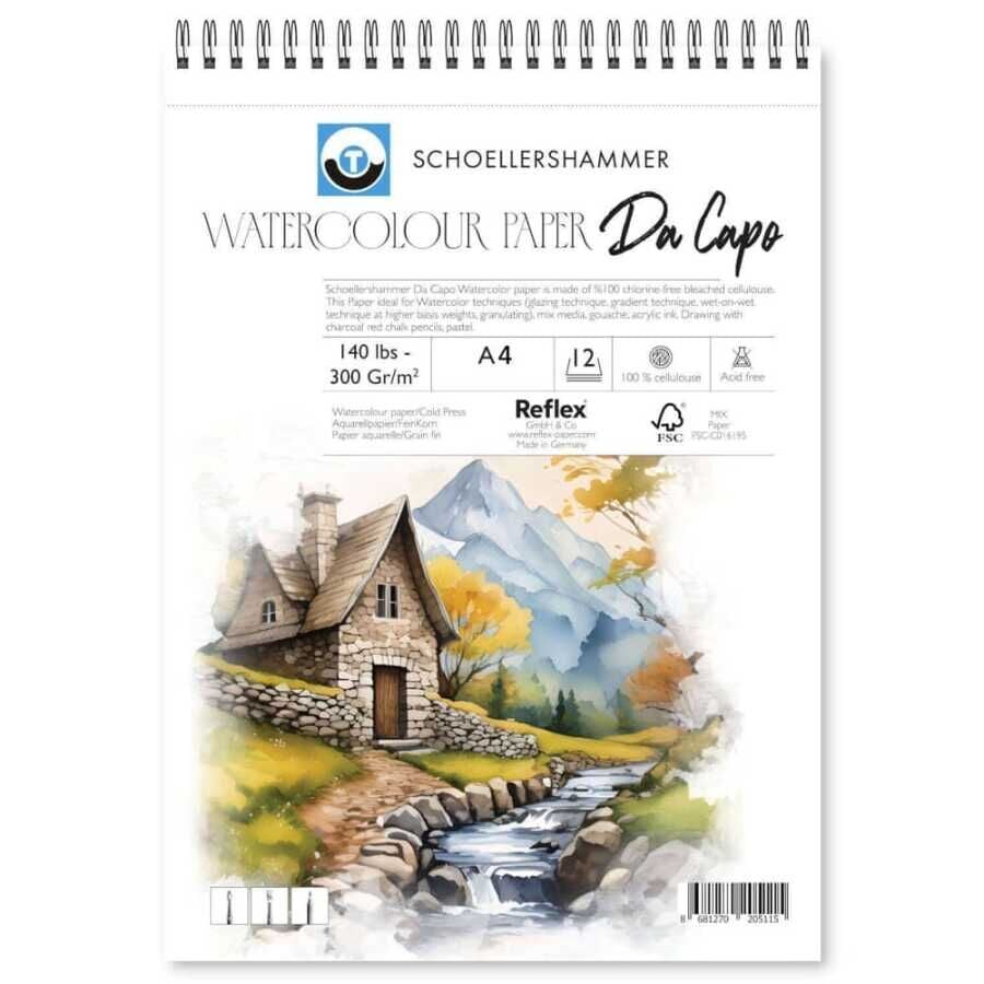 Güven Art Schoellershammer Da Capo Watercolour Pad 300 Gr A4 12 Yaprak