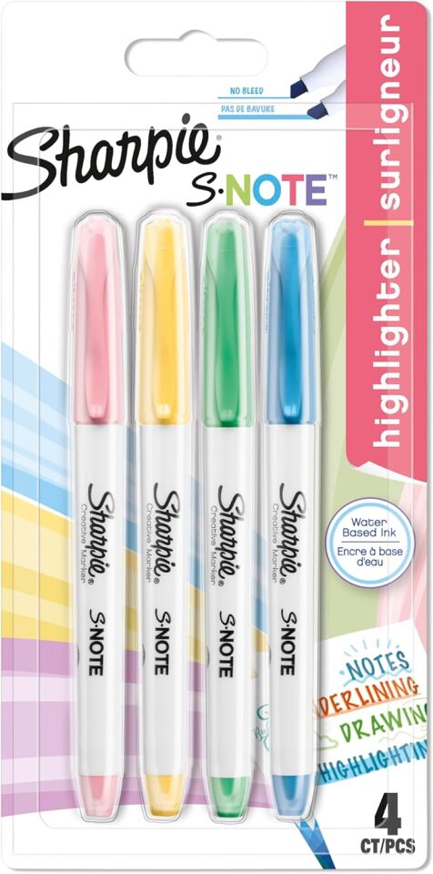 Sharpie Snote Kreatif Markör Kesik Uç 4 Lü Blister Karışık