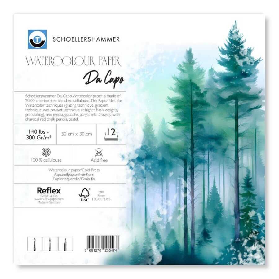 Güven Art Schoellershammer Da Capo Watercolour Pad 300 Gr 30x30 Cm 12 Yaprak