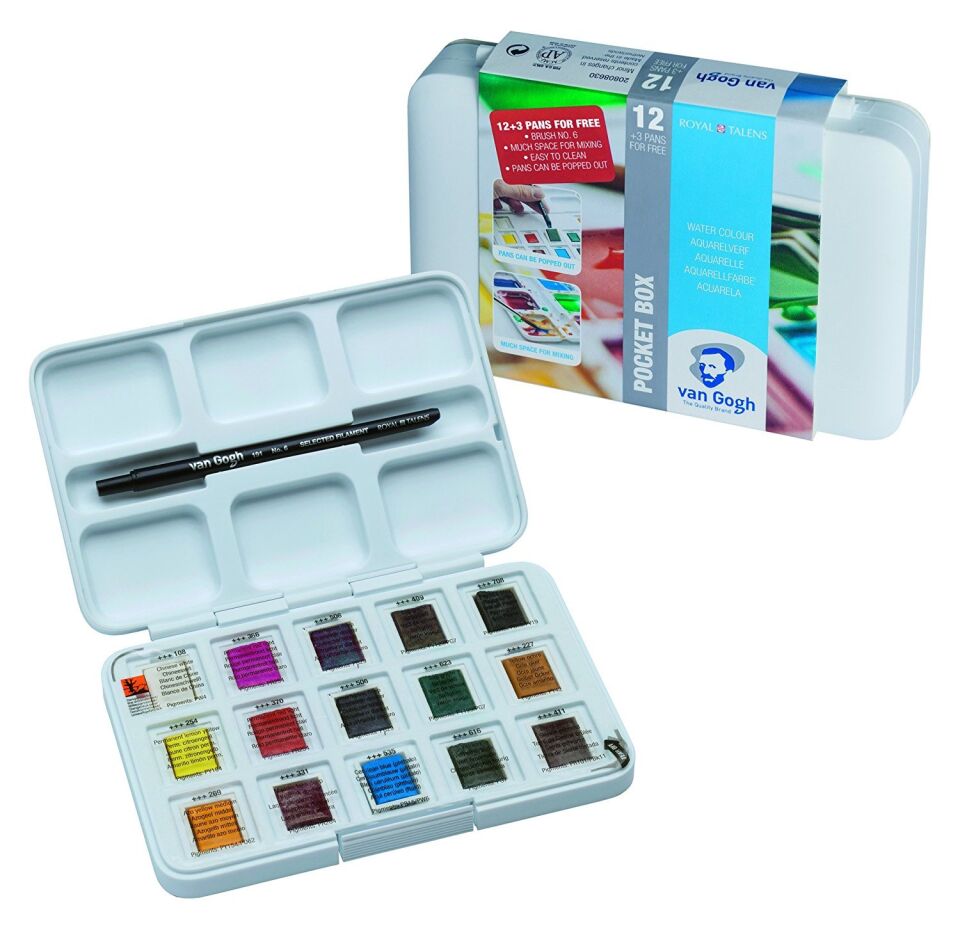 Van Gogh Sulu Boya Tablet 12+3 Renk Set - Plastik Kutu