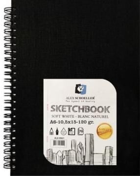 Alex Sert Kapak Spiralli Siyah Eskiz A6 120 Gr 70 Yaprak Alx-9995