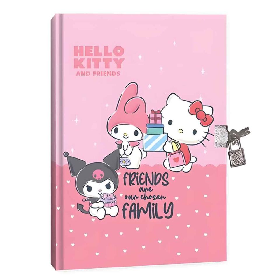 Keskin Hello Kitty And Friends 14x20 80 Yaprak Kilitli Hatıra Defteri