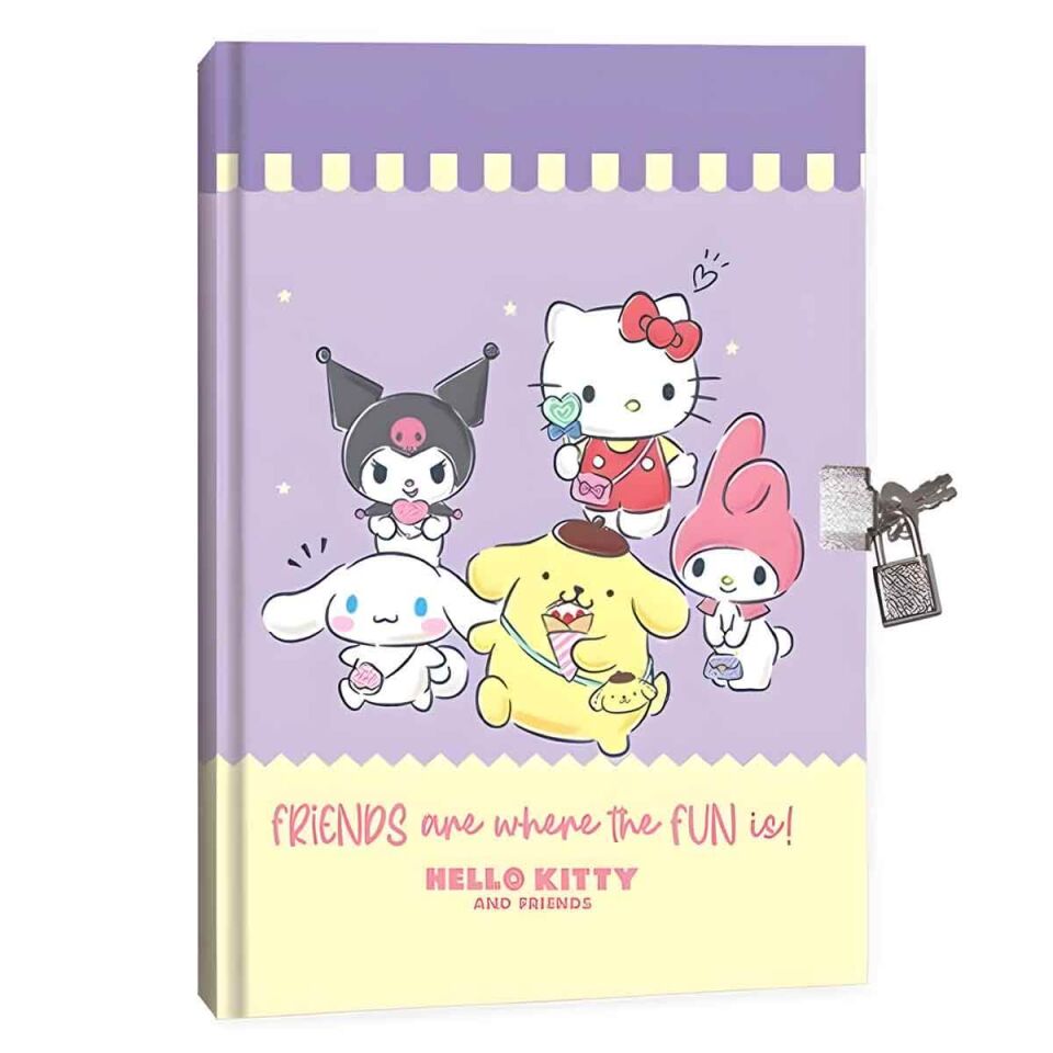 Keskin Hello Kitty And Friends 14x20 80 Yaprak Kilitli Hatıra Defteri