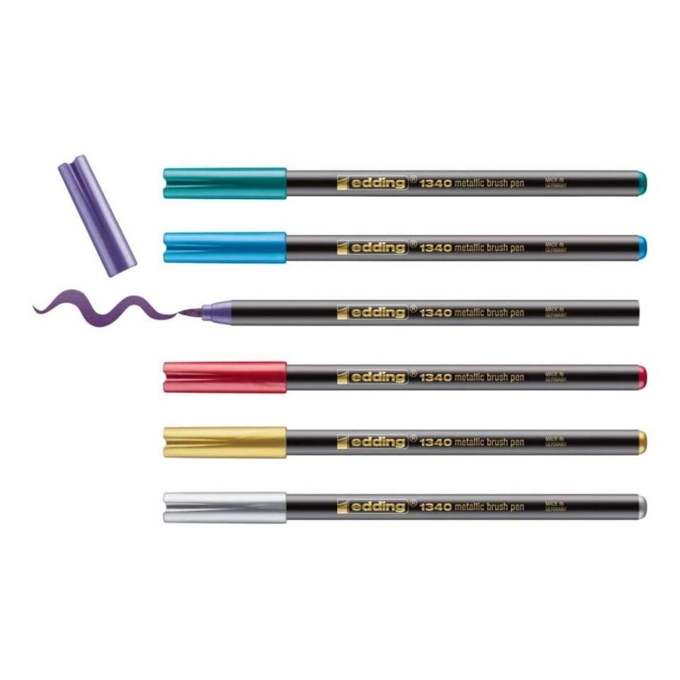 Edding Fırça Uçlu Kalem Metalik 6 Lı Set