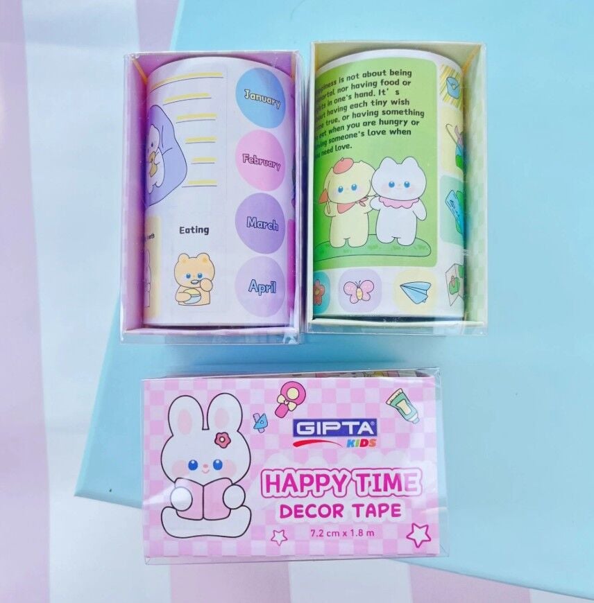 Gıpta Stıcker Happy Tıme Rulo 7,2Cm x 1,8 Mt 4 Tasarım Mix