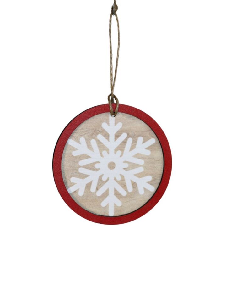 Astaş Ahşap Yuvarlak Kar Taneli Süs 10x10x0.8 Cm