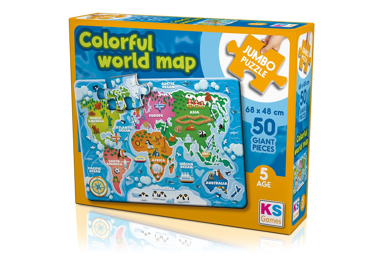 Ks Games Baby Puzzle 50 Parça Colorful World Map