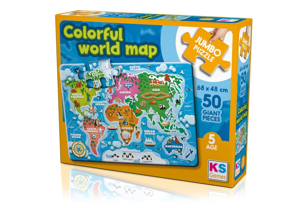 Ks Games Baby Puzzle 50 Parça Colorful World Map