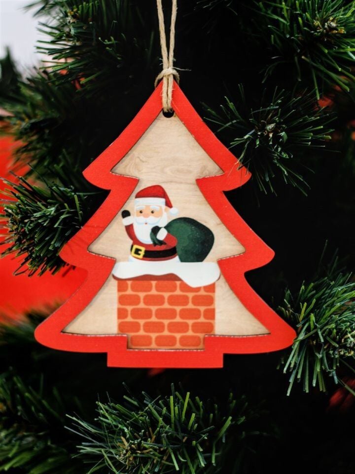 Astaş Ahşap Noel Babalı Çam Ağacı 10x11x0 8 Cm