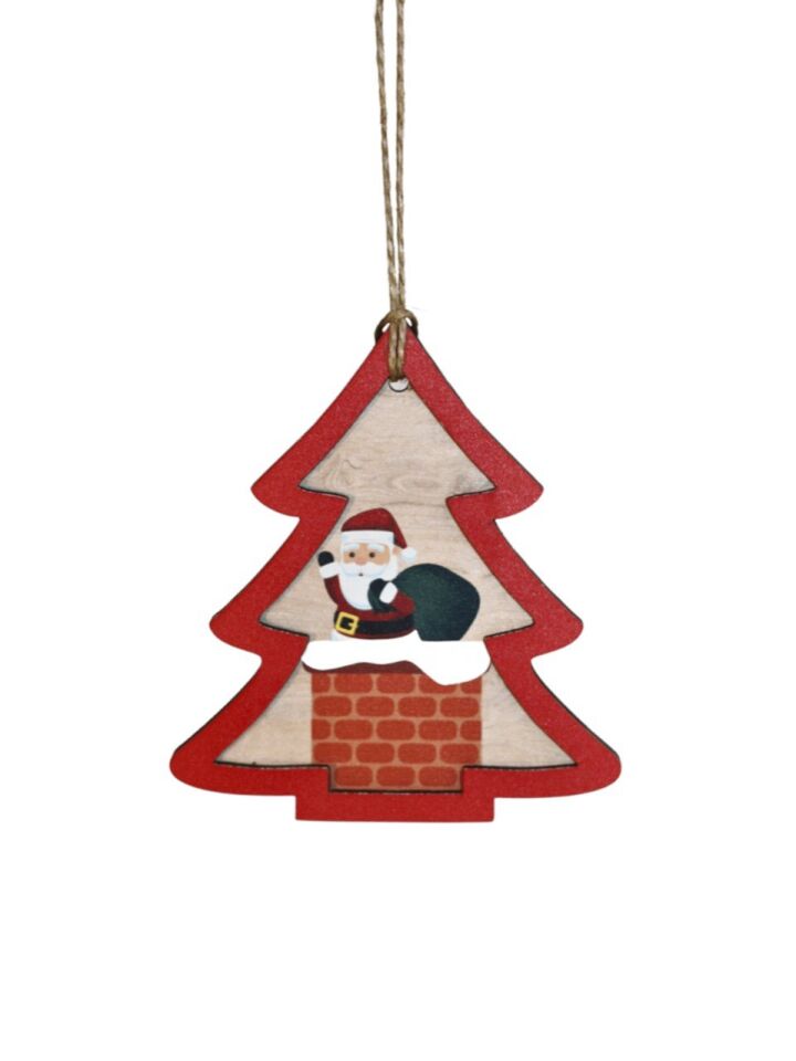 Astaş Ahşap Noel Babalı Çam Ağacı 10x11x0 8 Cm