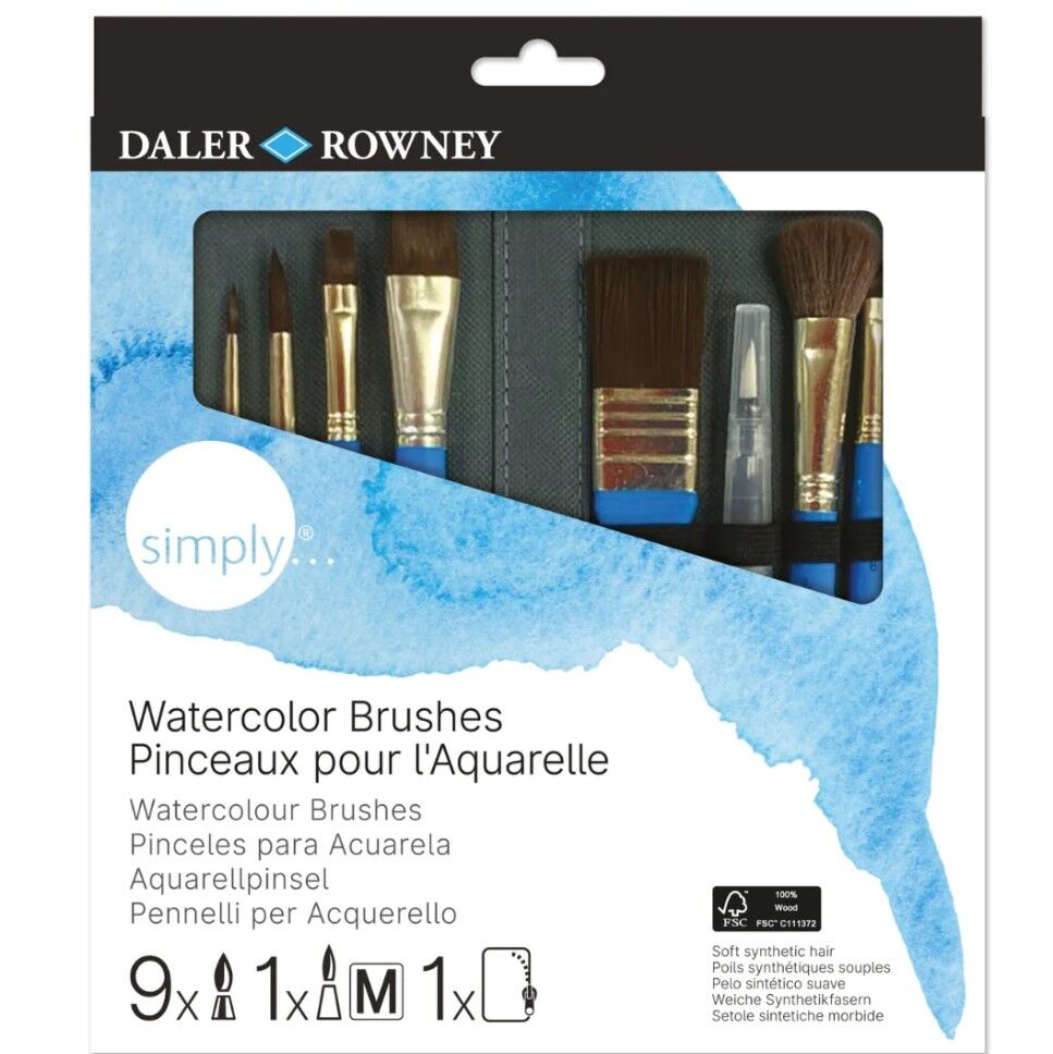 Daler Rowney Simply W/C Sh 10 Lu Brush Zip Case Fırça Seti