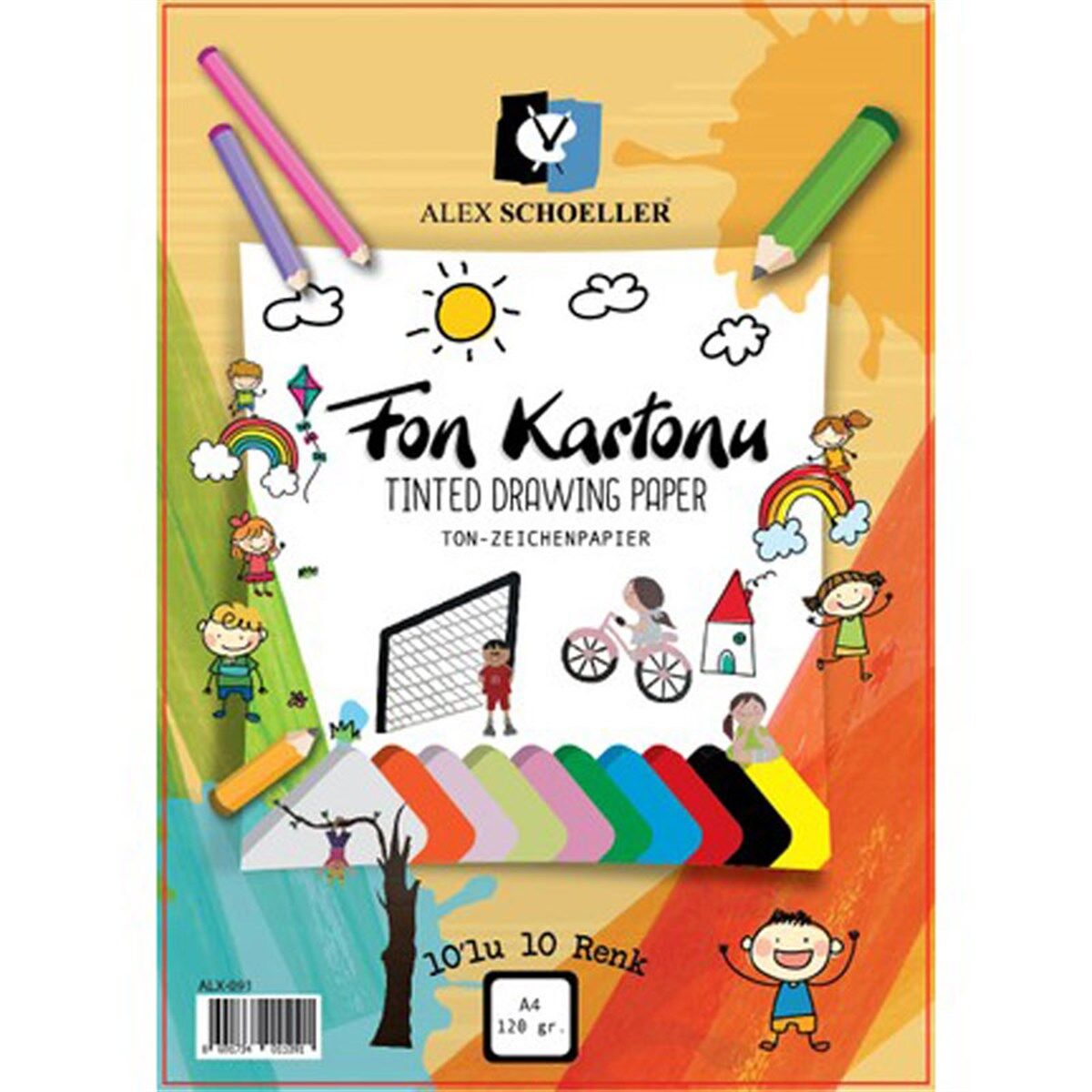 Alex Fon Kartonu A4 10 Lu Poşet Karışık