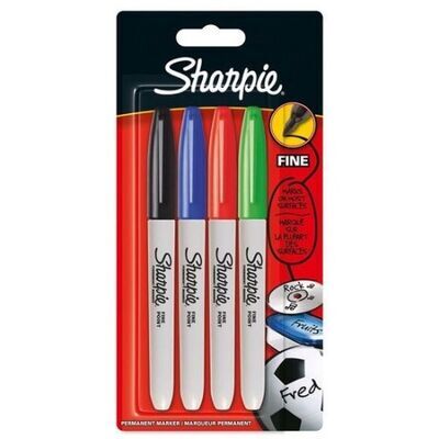 Sharpie Fine Permanent Markör Standard Renk 4 Lü Blister