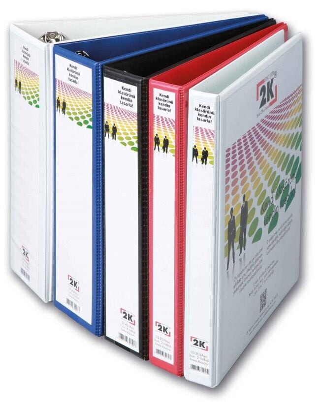 2k Evrak Sunum Tanıtım Firma Klasörü A4 Pvc 3 Cm 4 Halkalı 250 Yaprak Kapasiteli Ring Binder File 27,5x32 Cm Beyaz