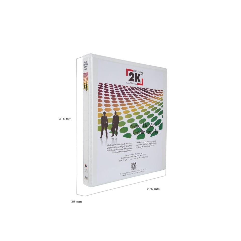 2k Evrak Sunum Tanıtım Firma Klasörü A4 Pvc 3 Cm 4 Halkalı 250 Yaprak Kapasiteli Ring Binder File 27,5x32 Cm Beyaz