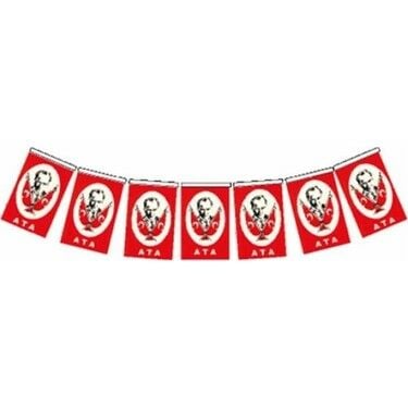 Buket Orta İpli Bayrak 50 Li Atatürklü 8x13 Cm