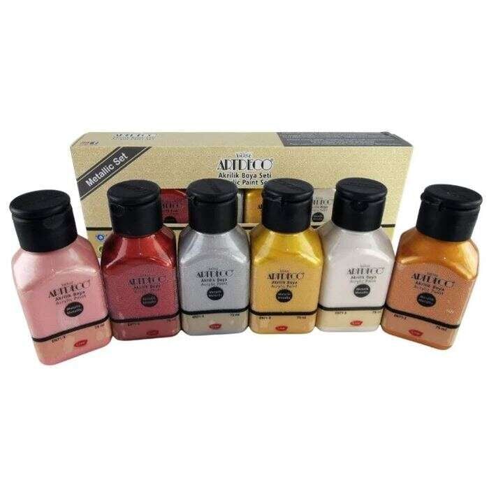 Artdeco Akrilik Boya 6x75 Ml Set Metalik Renkler