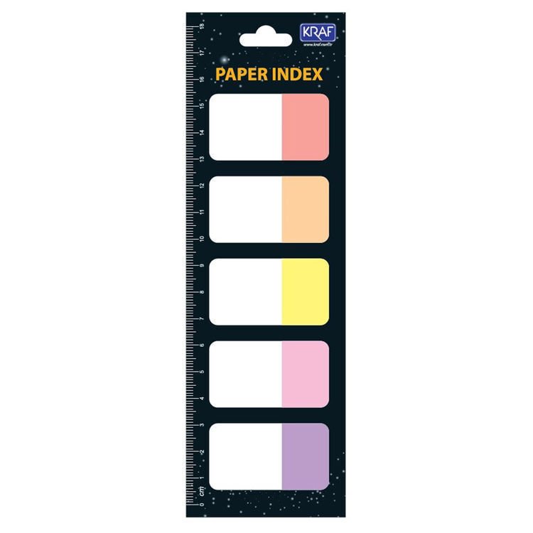 Kraf İndex Kağıt 25x42 Mm 5 Renk x 20 Yaprak Flag 1555