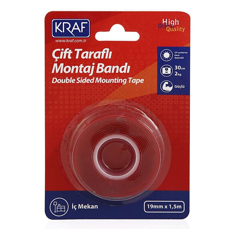 Kraf Montaj Bandı Çift Taraflı Extra Güçlü İç Mekan 19 Mm x 1.5 M 2530G