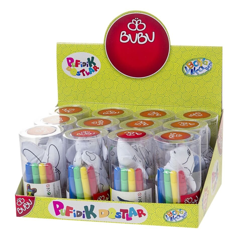 Bu-Bu Pufidik Dostlar+4 Adet Boyama Kalemi Pvc Kutu