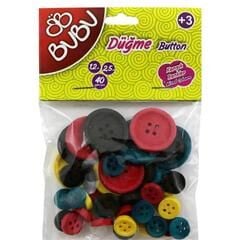 Bu-Bu Düğme 1,2 Cm 2,5 Cm 40 Lı Renkli 