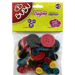 Bu-Bu Düğme 1,2 Cm 2,5 Cm 40 Lı Renkli 