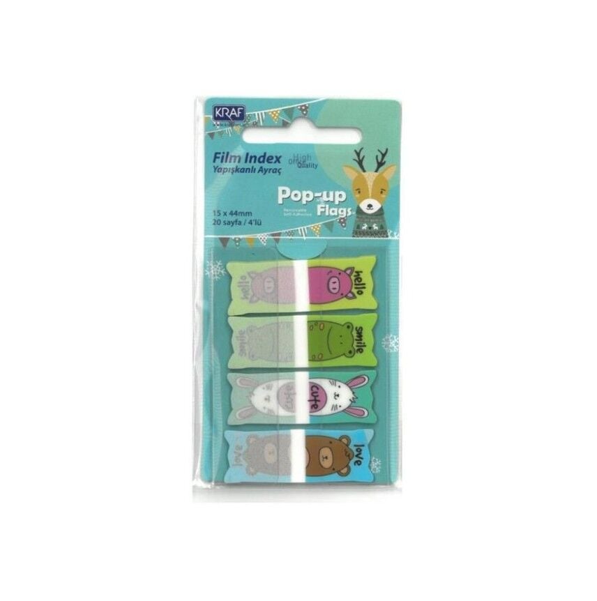 Kraf İndex Film 15x44 Mm Pop-Up 4 Lü 20 Yaprak Desenli 120 Li 41544
