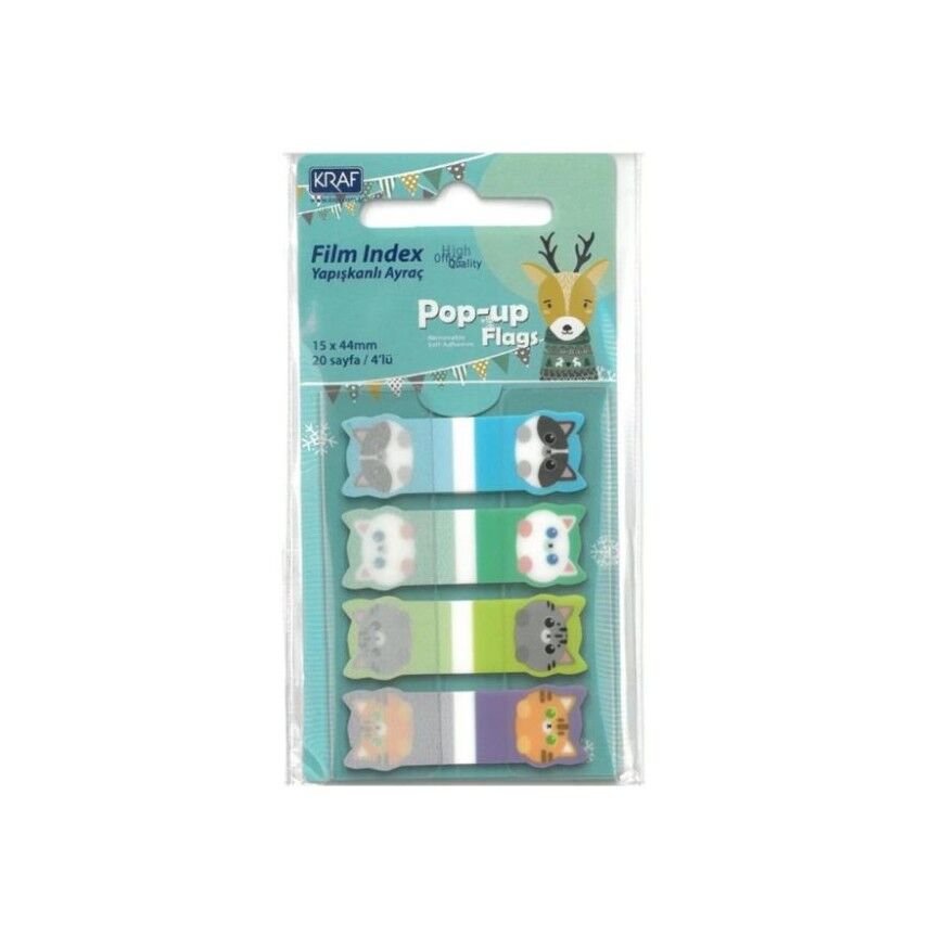 Kraf İndex Film 15x44 Mm Pop-Up 4 Lü 20 Yaprak Desenli 120 Li 41544