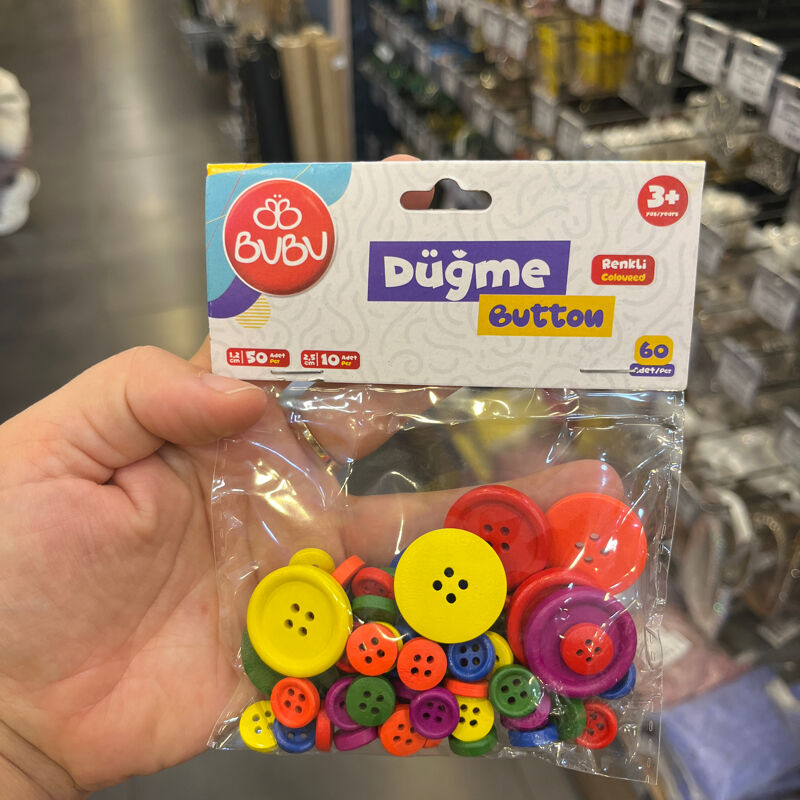 Bu-Bu Düğme 1,2 Cm 2,5 Cm 40 Lı Renkli 