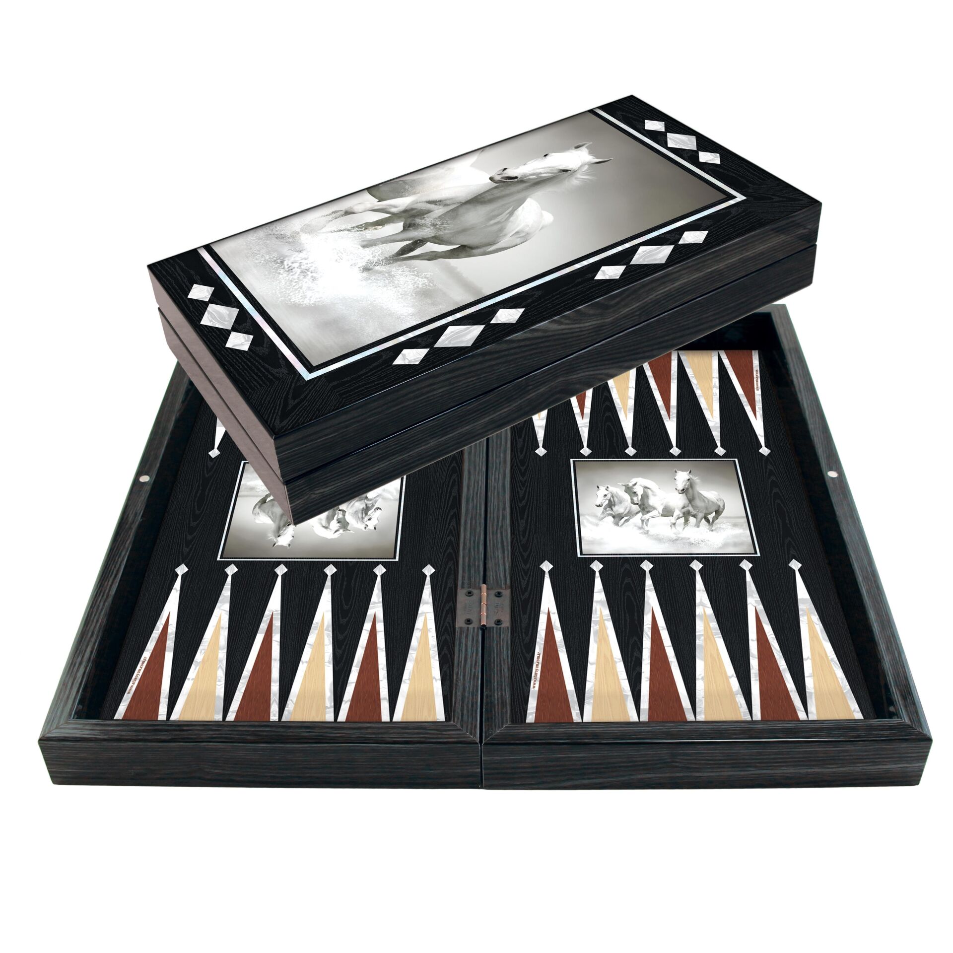 Star Parlak Profil Beyaz Atlar Tavla Takımı