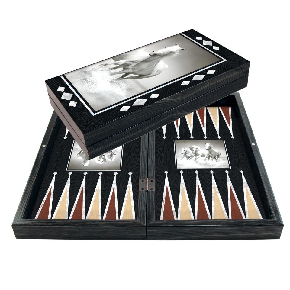 Star Parlak Profil Beyaz Atlar Tavla Takımı