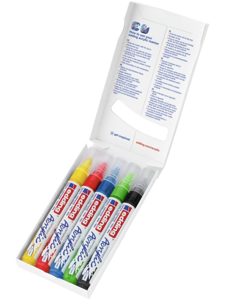 Edding Orta Uçlu Akrilik Markör 5 Li Set Basic