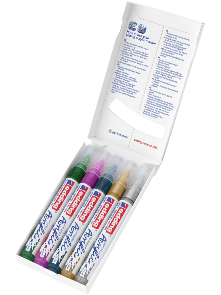 Edding Orta Uçlu Akrilik Markör 5 Li Set Festive